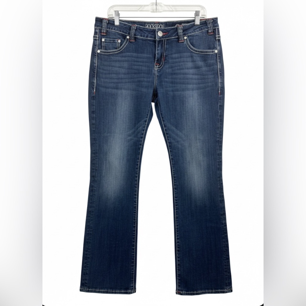 Rock & Roll Cowgirl Riding Bootcut Jeans Dark Wash